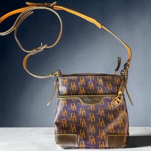 Dooney & Bourke Blue Signature 1975 Crossbody Bag Purse Small Logo Monogram